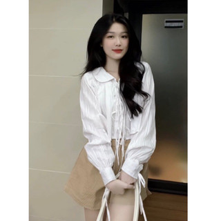 LOOK BASICC - Amie Shirt áo sơ mi croptop xếp ly cột dây