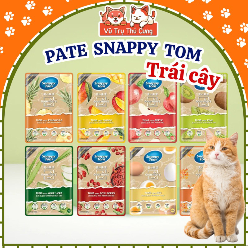 Pate Cho Mèo Snappy Tom Mix Trái Cây và Rau Củ 70g