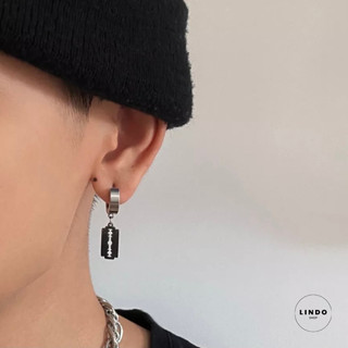 Bông tai Lưỡi Lam Unisex LINDO (1 Chiếc) Bông Tai TiTan Không Đen, Không Gỉ Phong Cách Hàn Quốc