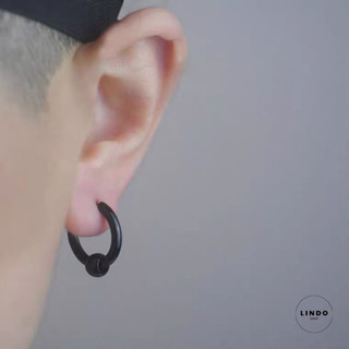 C0119 Bông tai Unisex LINDO (1 Chiếc) Bông Tai TiTan Không Đen, Không Gỉ Phong Cách Hàn Quốc Thích Hợp Đeo Nhiều Dịp