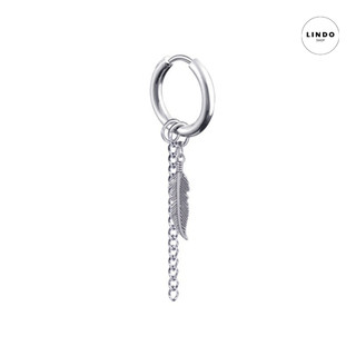 C0119 Bông tai Lông Vũ Unisex LINDO (1 Chiếc) Bông Tai TiTan Không Đen, Không Gỉ Phong Cách Hàn Quốc