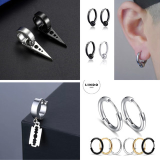 Bông tai Unisex LINDO (1 Chiếc) Bông Tai TiTan Không Đen, Không Gỉ Phong Cách Hàn Quốc