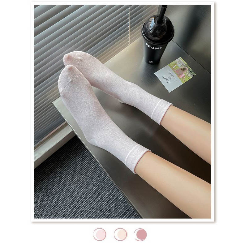 Tất vớ trơn nhiều màu phong cách đơn giản dễ phối đồ, chất liệu cotton co giãn thông thoáng khí - Ekiu Shop