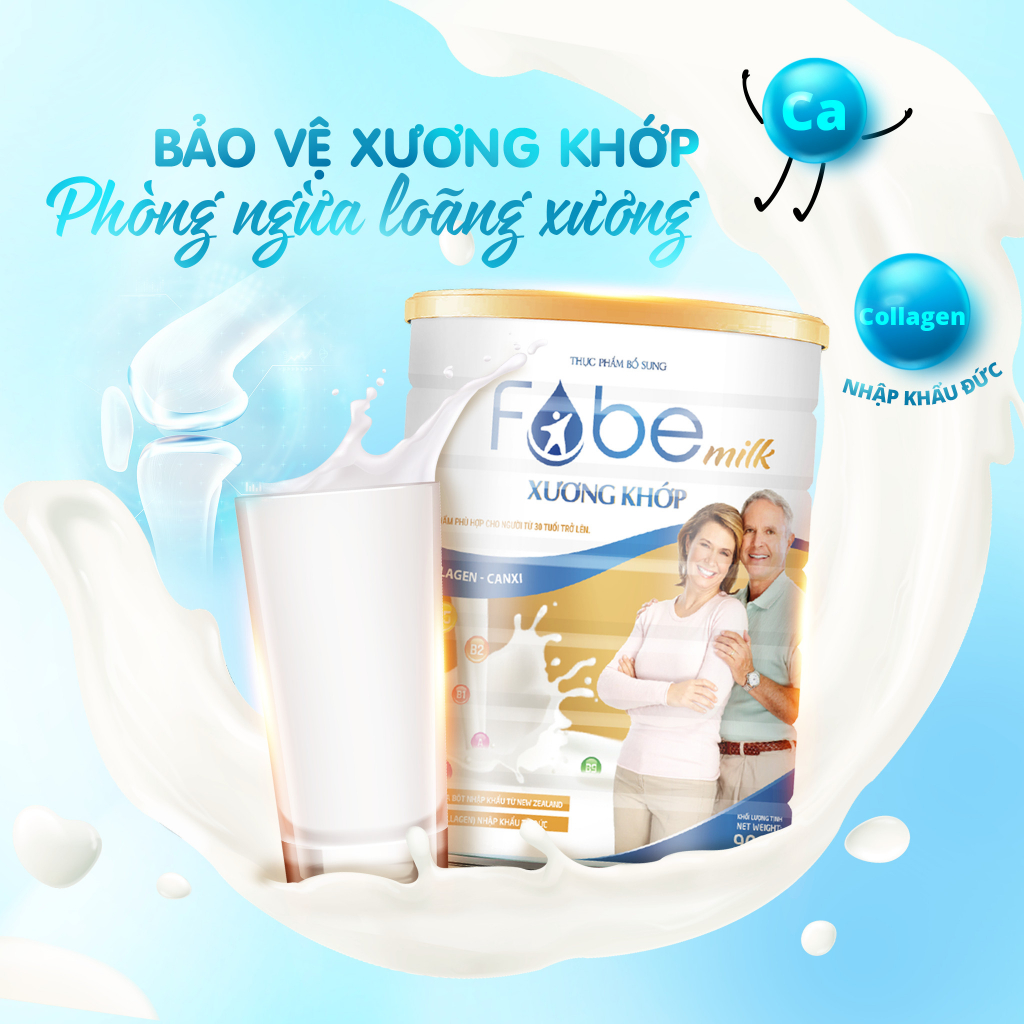 Sữa Bột Fobemilk Xương Khớp Fobe Bổ Sung Collagen, Canxi Và Vitamin D Giúp Xương Chắc Khỏe - Hộp 900g/400g - Hộp 400g + Ly