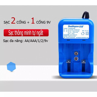 Bộ sạc pin đại , pin tiểu, pin 9v Doublepow đa năng thông minh tự điều chỉnh dòng sạc ngắt khi đầy hàng cao câp