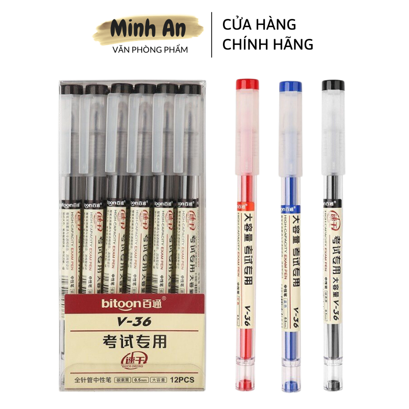 Bút Muji Bitoon bản dupe bút gel xanh đen đỏ, bút gel viết trơn đều mực ...