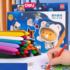 Bút sáp màu Deli 24 Màu Đa Dạng - Màu Sáp Hữu Cơ An Toàn Cho Bé Tô Vẽ Màu
