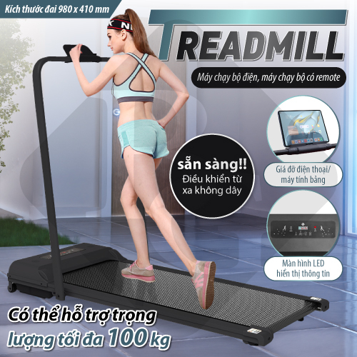 Ảnh BG - (Có Điều Khiển Remote) Máy chạy bộ trong nhà máy đi bộ băng chạy chống rung EVA 2