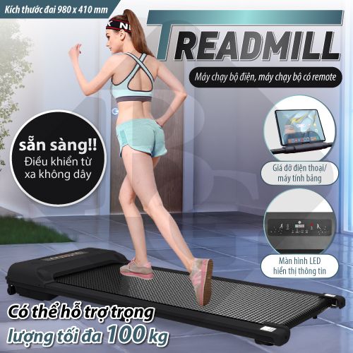 Ảnh BG - (Có Điều Khiển Remote) Máy chạy bộ trong nhà máy đi bộ băng chạy chống rung EVA 3