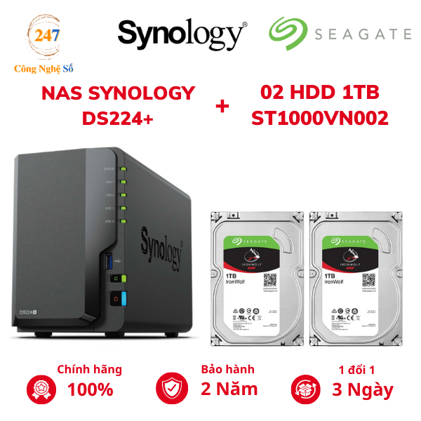 Pack Synology DS224+ Avec 2 Disques Seagate IronWolf 6To - Votre Cloud Perso Ultra Performant !