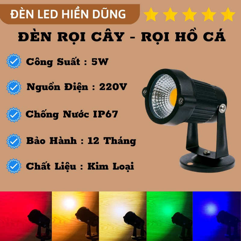 ĐÈN LED RỌI CỎ ĐIỆN COB 5W Sân vườn, đèn rọi gốc cây, đèn trang trí ...