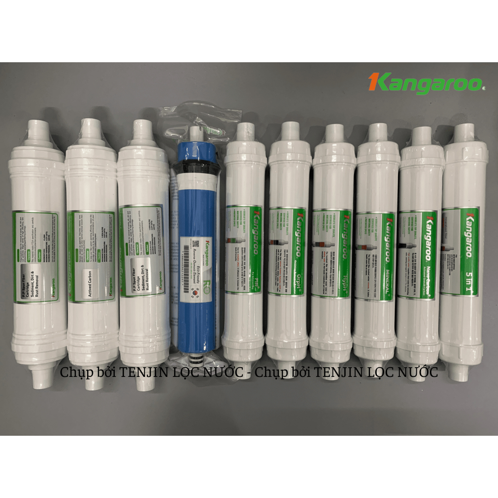 Combo 10 Lõi Lọc Nước Kangaroo Dòng Hydrogen Model KG10A4VTU, KG100HK Gồm 123 HK Màng RO Fir OrpH HypH MINERAL Nano 5IN1