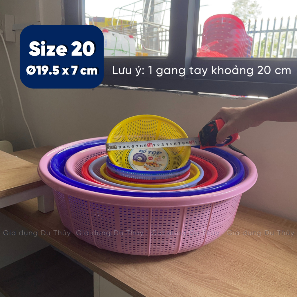 Rổ nhựa tròn lỗ nhỏ size rổ nhỏ từ 20-24-28 cm phù hợp vo gạo, đựng rau ...