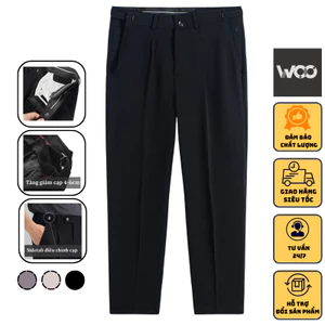 Quần tây nam baggy WoO cạp cao ống đứng tăng cạp 4cm 6cm SMART PANT cao cấp co giãn tốt chất liệu mềm mại giữ dáng tốt