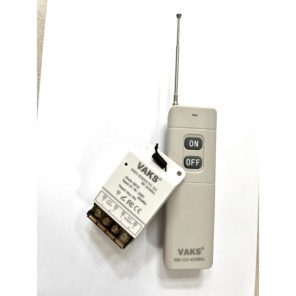Bộ điều khiển từ xa VAKS RF30 AC và Remote RM 302,433Mhz, 250V 30A ...