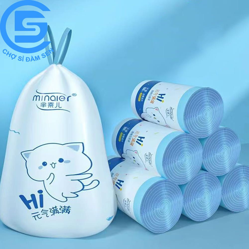 Túi đựng rác dây rút Minaier chống rò rỉ nước, Cuộn 100 Túi Rác Có quai ...