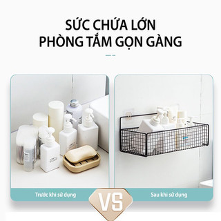 Kệ Lưới Dán Tường Đựng Đồ Tắm, Nhà Bếp - Tiện Lợi Cho Bồn Cầu, Phù Hợp Mọi Không Gian - Kèm 2 Miếng Dán minh nhung