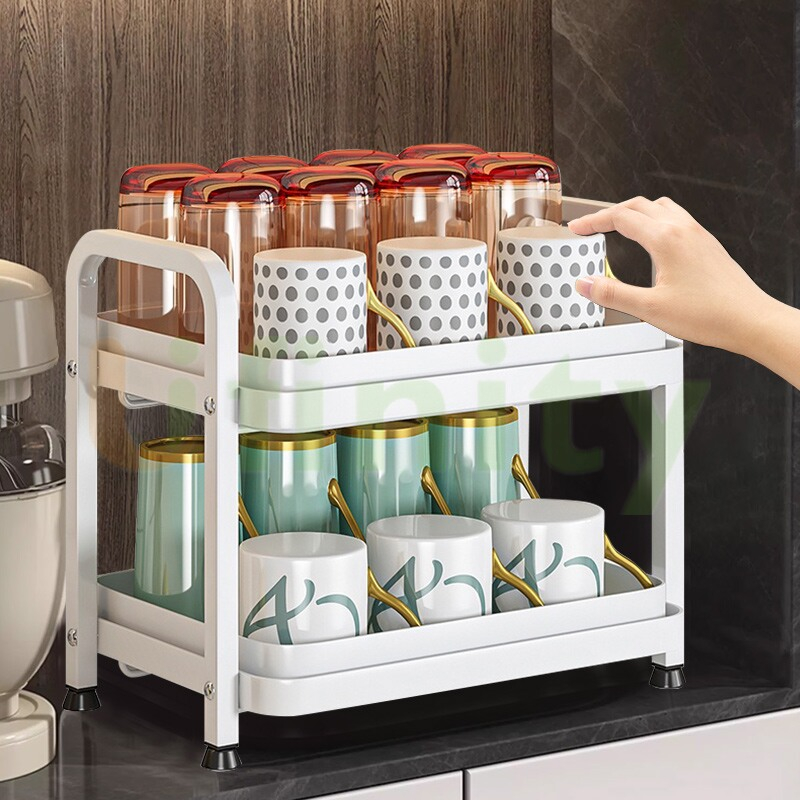 Lifinity Khay Úp Cốc 2 tầng Đa Năng-Kệ Đựng Gia Vị Đa Năng Có Khay Ráo Nước, Khung Thép Cao Cấp Chống Gỉ