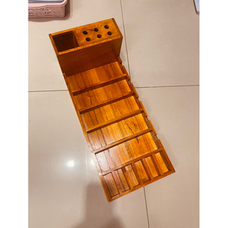 KHAY ĐỰNG TÔNG ĐƠ 5 NGĂN ĐỰNG GỖ THỊT MÀU VÀNG DÀI 58CM RỘNG 25CM CAO 16CM