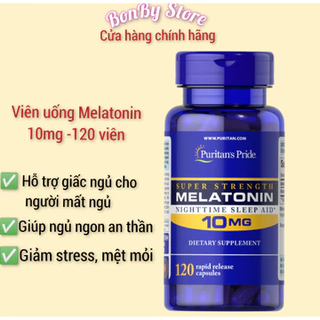 Viên uống hỗ trợ giấc ngủ, giúp ngủ ngon, giảm căng thẳng Melatonin 10mg 120 viên Puritan's Pride.