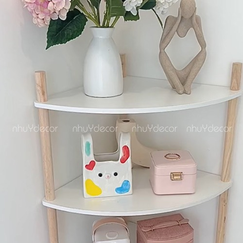 Kệ góc tường 2 3 4 5 tầng, kệ tam giác giá để đồ, decor góc nhà cực xinh xắn, chịu lực cao