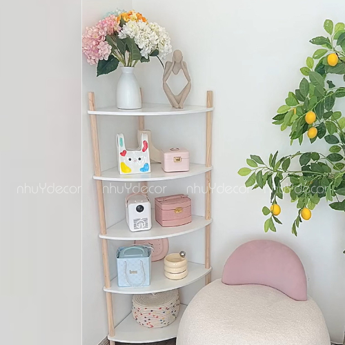 Kệ góc tường 2 3 4 5 tầng, kệ tam giác giá để đồ, decor góc nhà cực xinh xắn, chịu lực cao