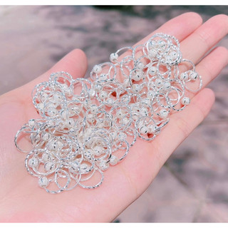 Khuyên tai bạc ta LoPa dáng tròn mix bi cát vừa xinh( lớn bé đều đeo được)
