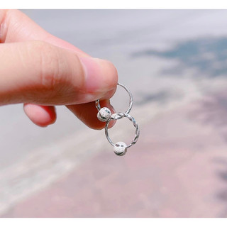 Khuyên tai bạc ta LoPa dáng tròn mix bi cát vừa xinh( lớn bé đều đeo được)