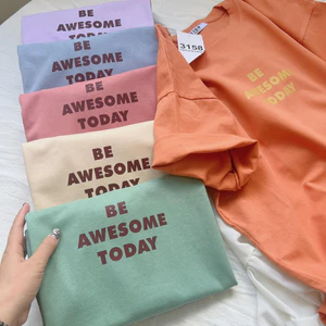 áo thun form rộng YUSTUDIO cotton khô 3158, áo thun unisex nam nữ mẫu BE AWESOME TODAY