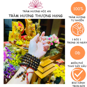 Vòng tay/Chuỗi tràng hạt bằng trầm hương sánh chìm 8ly-108 hạt, may mắn bình an tài lộc-Trầm hương Hội an