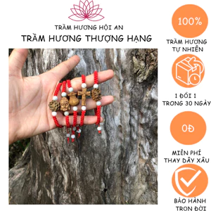 Vòng chỉ đỏ mix charm tự nhiên hàng TRẦM kiến-Phân khúc bình dân phổ thông-Trầm hương Hội an.