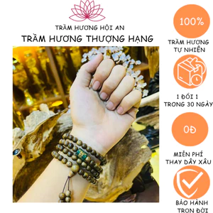 Vòng tay bằng trầm hương tốc tự nhiên 108 hạt 6mm, charm Omani đủ màu-Thanh lịch-Đẹp-Trầm Hương Hội an