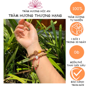 Vòng đeo tay bằng trầm hương tốc thái-8ly quấn 2 vòng-mix charm đá-Xinh đẹp-An yên và may mắn-Trầm Hương Hội an