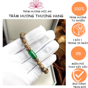Vòng tay trầm hương tốc tự nhiên mix đá, cỡ hạt nam nữ 8-12ly-Bình an thanh lịch và may mắn,Trầm hương Hội an