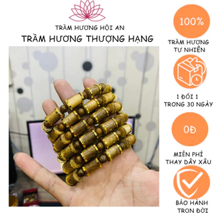 Vòng tay bằng trầm hương tốc 10 ly bọc và:ng non 10Ka-giành cho Nam-Tài lộc-Bình an và may mắn-Trầm Hương Hội an