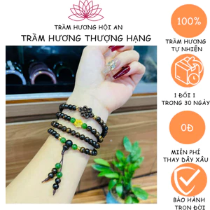 Vòng tay bằng trầm hương sánh chìm 6 ly 108 hạt mix charm bông sen và:ng-thanh lịch-sang trọng-quí phái.