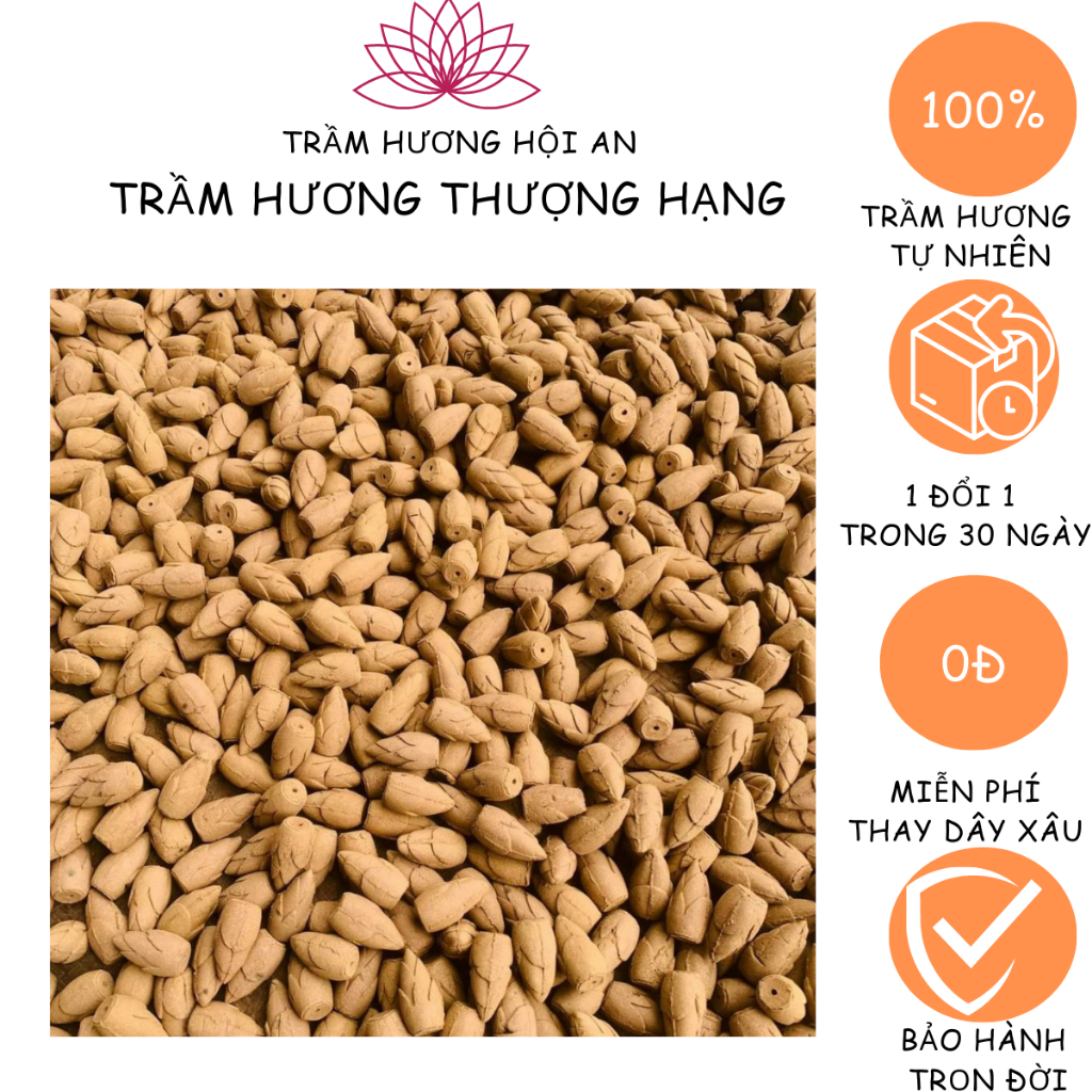 Nụ trầm hương(5 nụ) thơm lâu ít khỏi, tư nhiên, được làm từ bột trầm nguyên chất và ép bằng keo bời lời.