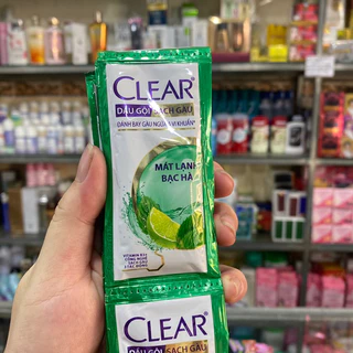 1 dây (10 gói) dầu gội sạch gàu Clear mát lạnh bạc hà x6