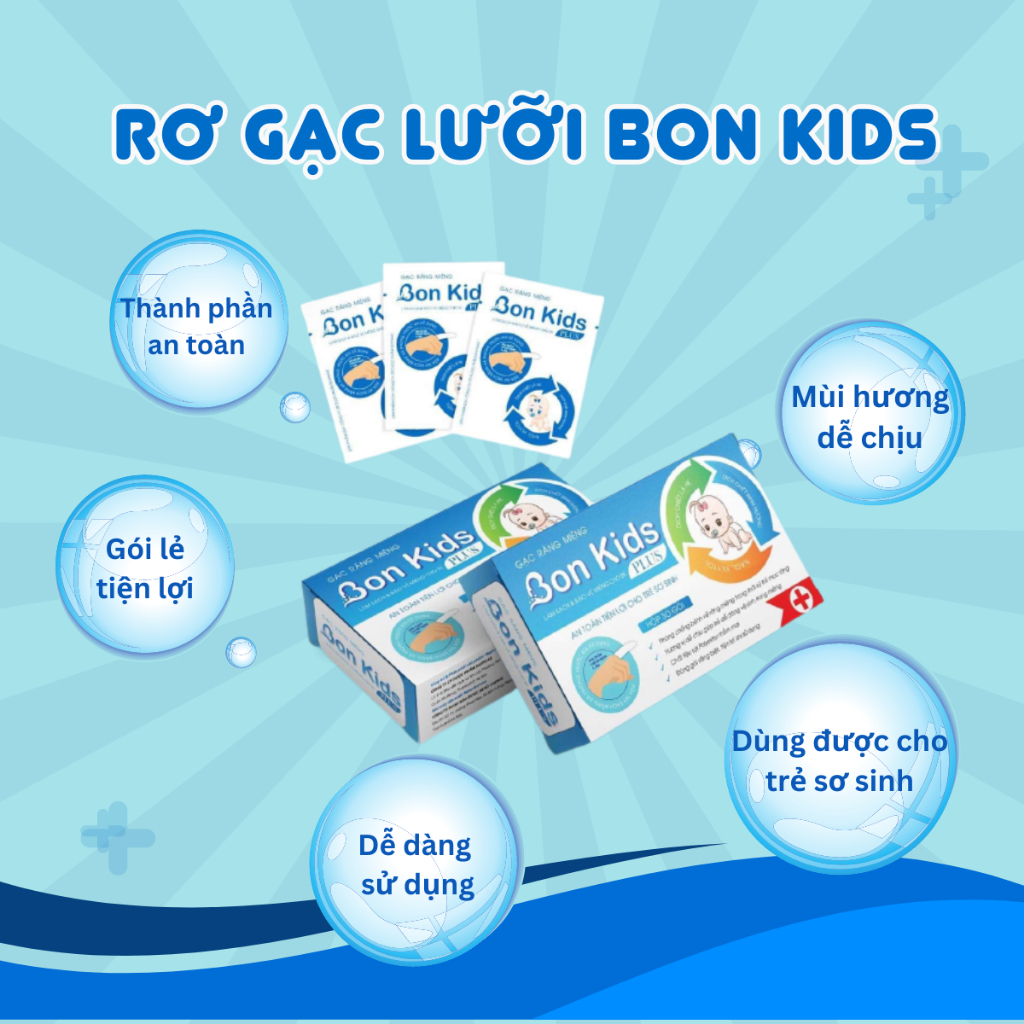 Gạc rơ lưỡi cho bé Biophar Bon Kids tưa lưỡi trẻ em sơ sinh làm sạch nướu, lợi, răng vệ sinh an toàn