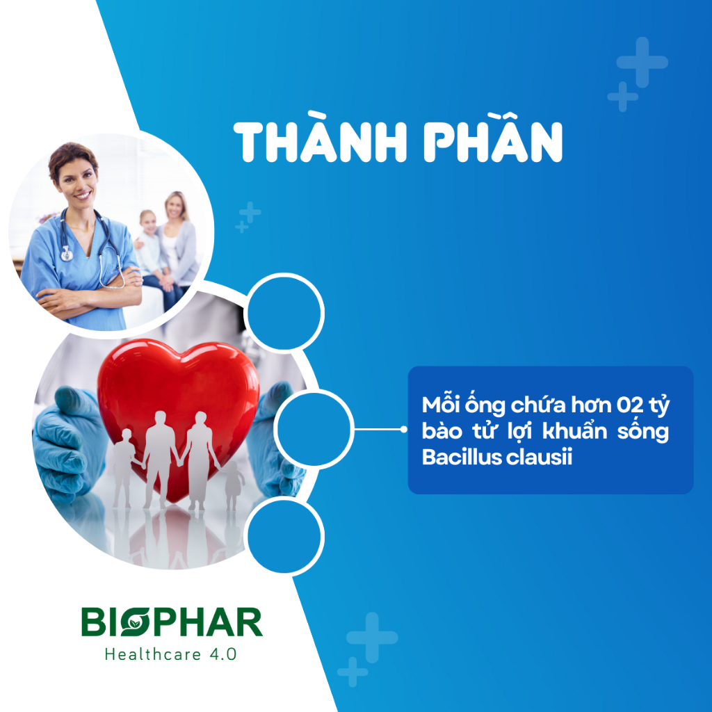 Men vi sinh Biophar Stomazol cho người rối loạn tiêu hóa, táo bón, tiêu chảy chứa 2 tỷ bào tử lợi khuẩn | 10 Ống 5ml