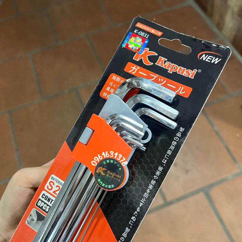 Bộ Lục Giác Đầu Bi Hãng Kapusi Nhật Bản 9 cây