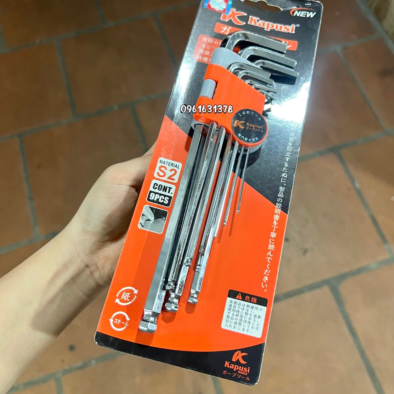 Bộ Lục Giác Đầu Bi Hãng Kapusi Nhật Bản 9 cây