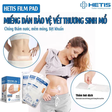 ✅[SET10 miếng] Miếng băng dán kèm gạc vô trùng Hetis 6cm x 7cm,Miếng Băng Gạc dán vết thương chống thấm nước Hetis Film