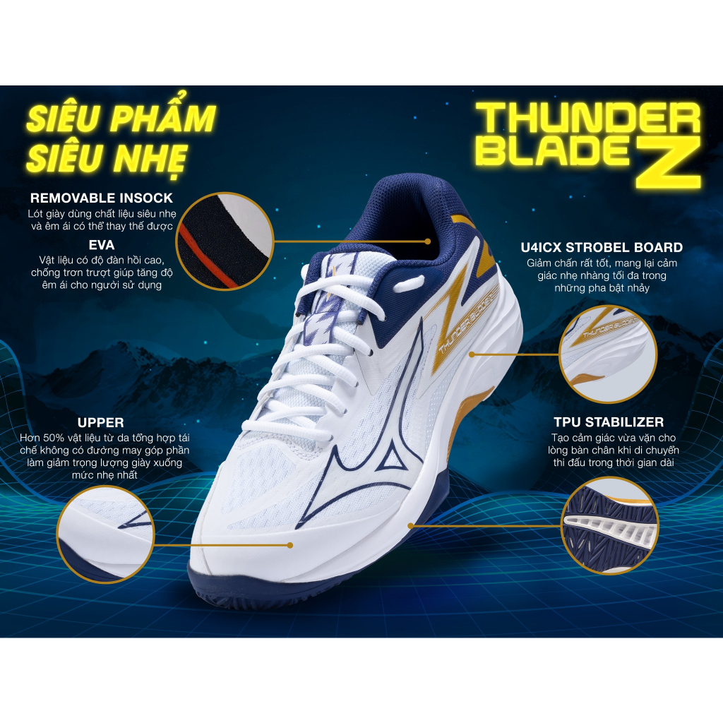 Ảnh Giày indoor Mizuno Thunder Blade Z nhẹ vượt trội,hỗ trợ giảm chấn,đế êm ái có độ đàn hồi cao chống trơn trượt 1