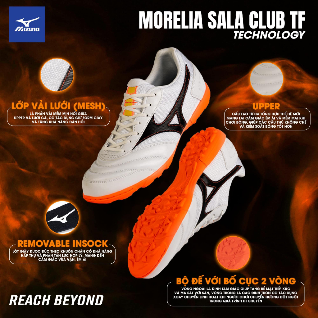 Ảnh Giày Bóng Đá Sân Cỏ Nhận Tạo MRL SALA CLUB TF MIZUNO Chính Hãng Siêu Bền Nhẹ Đẹp Bảo Hành Keo 2