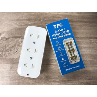 Ổ cắm điện 3 TPE có màng che - không dây chịu tải 2500W - OD3/6-OD3/8 siêu an toàn-thietbidienelec68