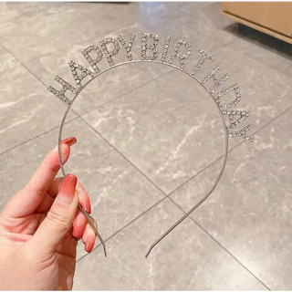 Bờm cài tóc Happy Birthday đính đá lấp lánh, bờm băng đô cài tóc sinh nhật phong cách Hàn Quốc YẾN NHI SHOP