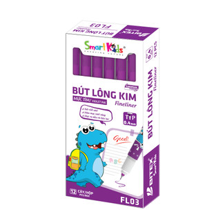 Bút lông kim Smartkids Dino FL03 (0.4mm) mực tím, mực xanh dành cho bé tiểu học (1 cây)
