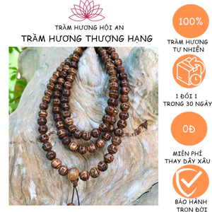 Vòng tay bằng trầm tốc tự nhiên 8mm 1108 hạt, khắc hình phật adida, đẹp, lạ và thời trang, Trầm hương Hội an