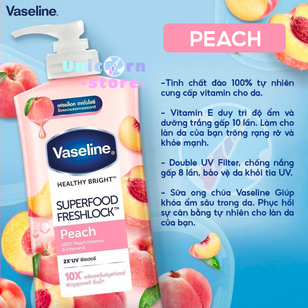 (09/26) Sữa Dưỡng Thể Trắng Da Vaseline Healthy Bright Superfood Freshlock 500ml